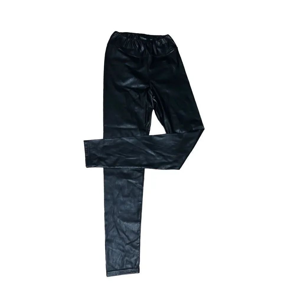 Lauren Ralph Lauren Black Vegan Leather Leggings Size 4